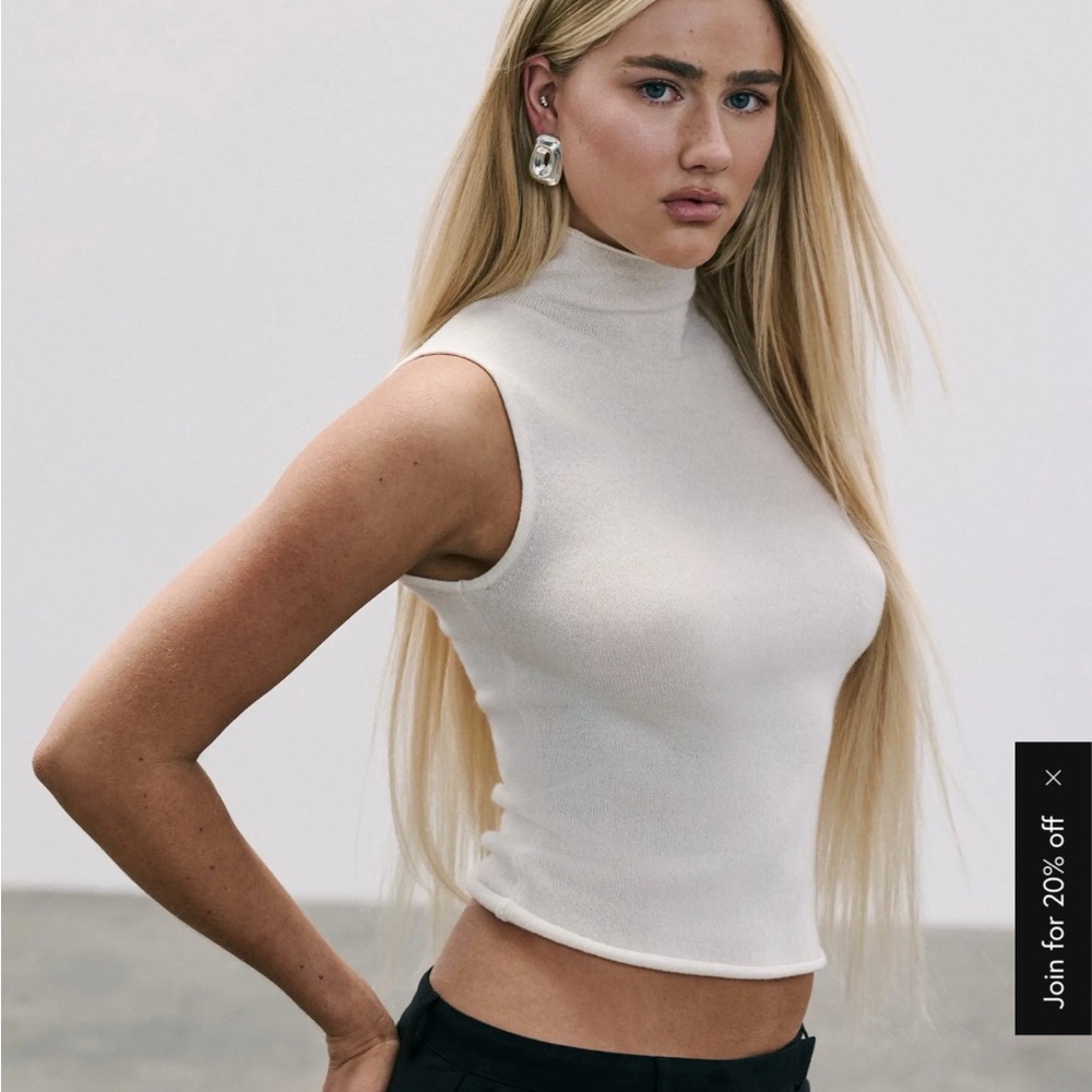 Glassons Mock Neck Cashmere top - Cream/Milk